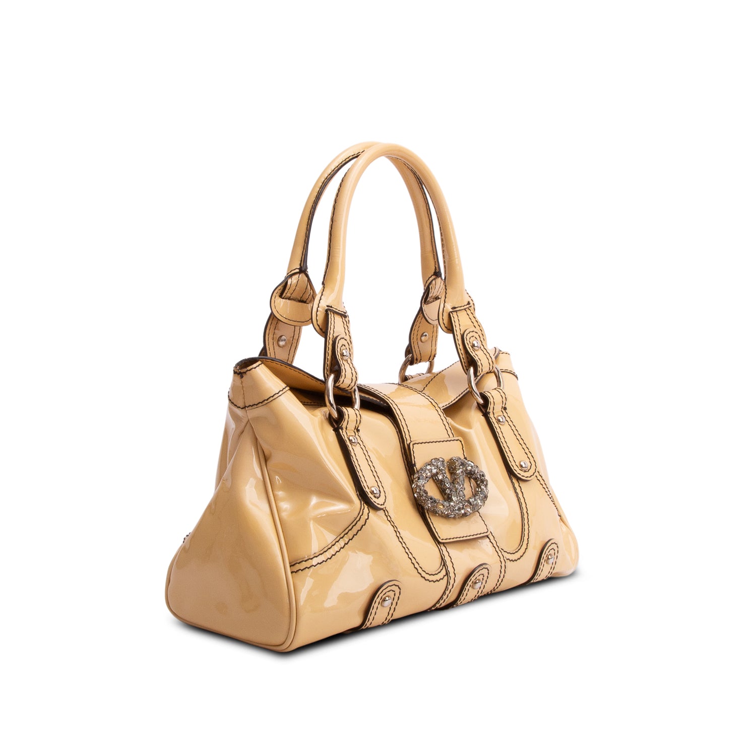 Valentino Yellow Patent Leather Catch Satchel