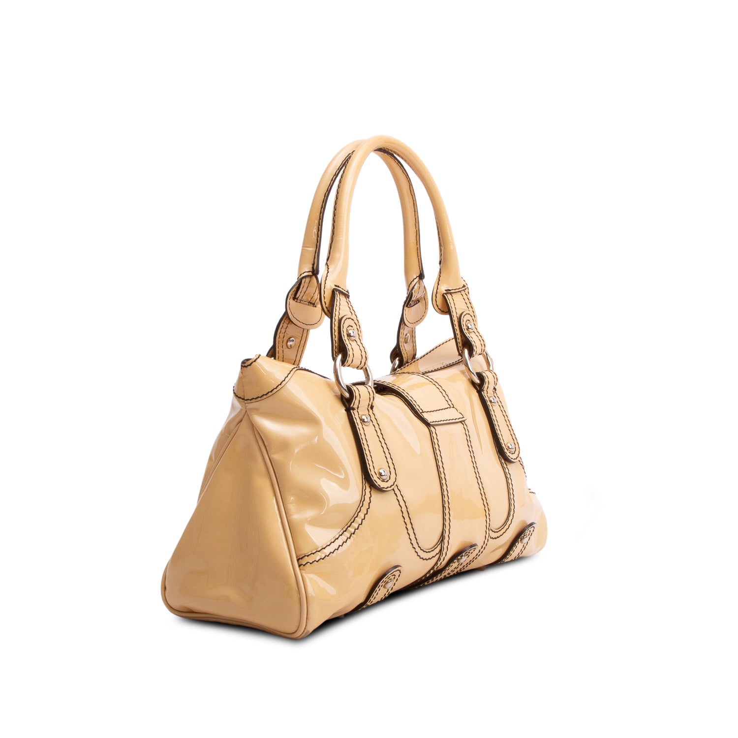 Valentino Yellow Patent Leather Catch Satchel