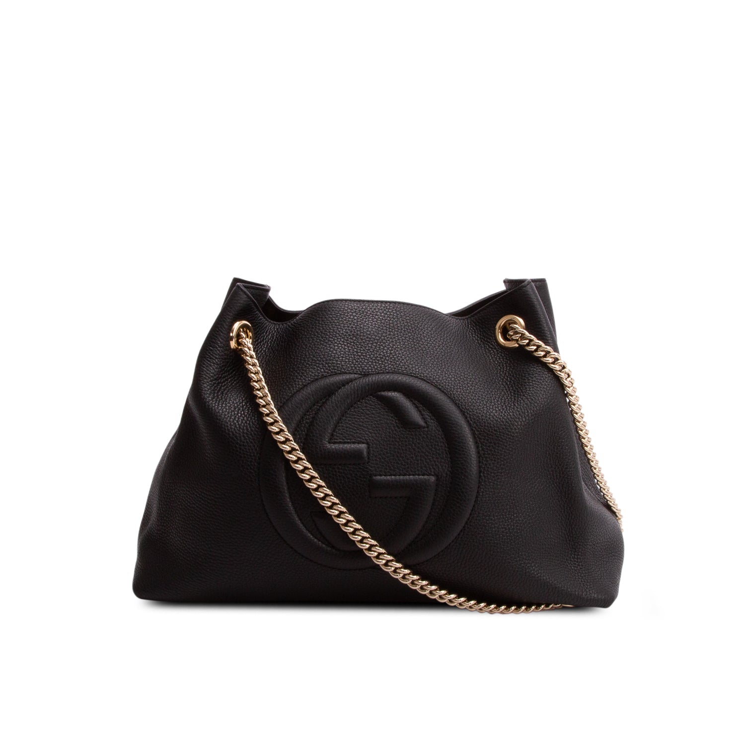 Gucci Black Grained Leather Medium Soho Chain Tote