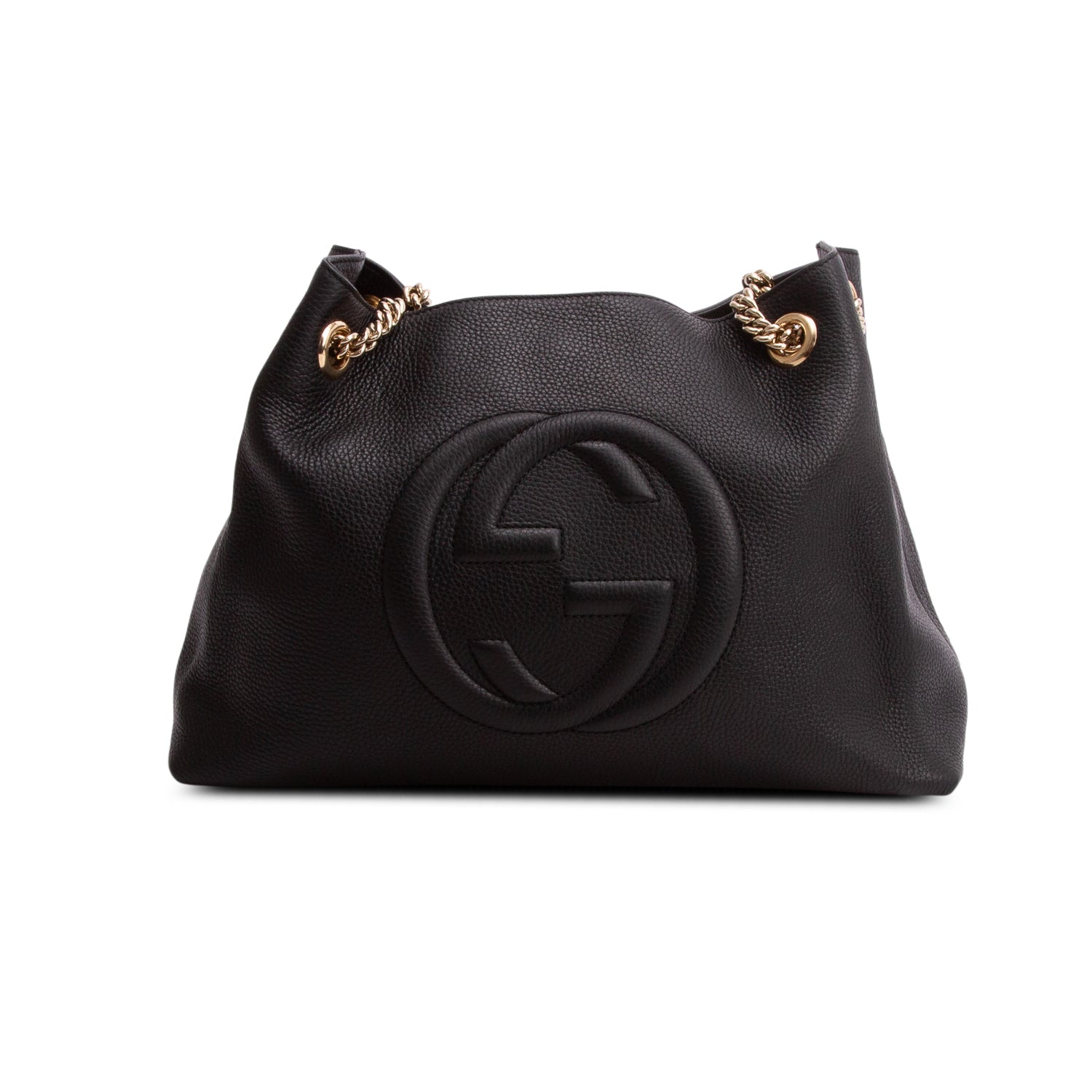 Gucci Black Grained Leather Medium Soho Chain Tote