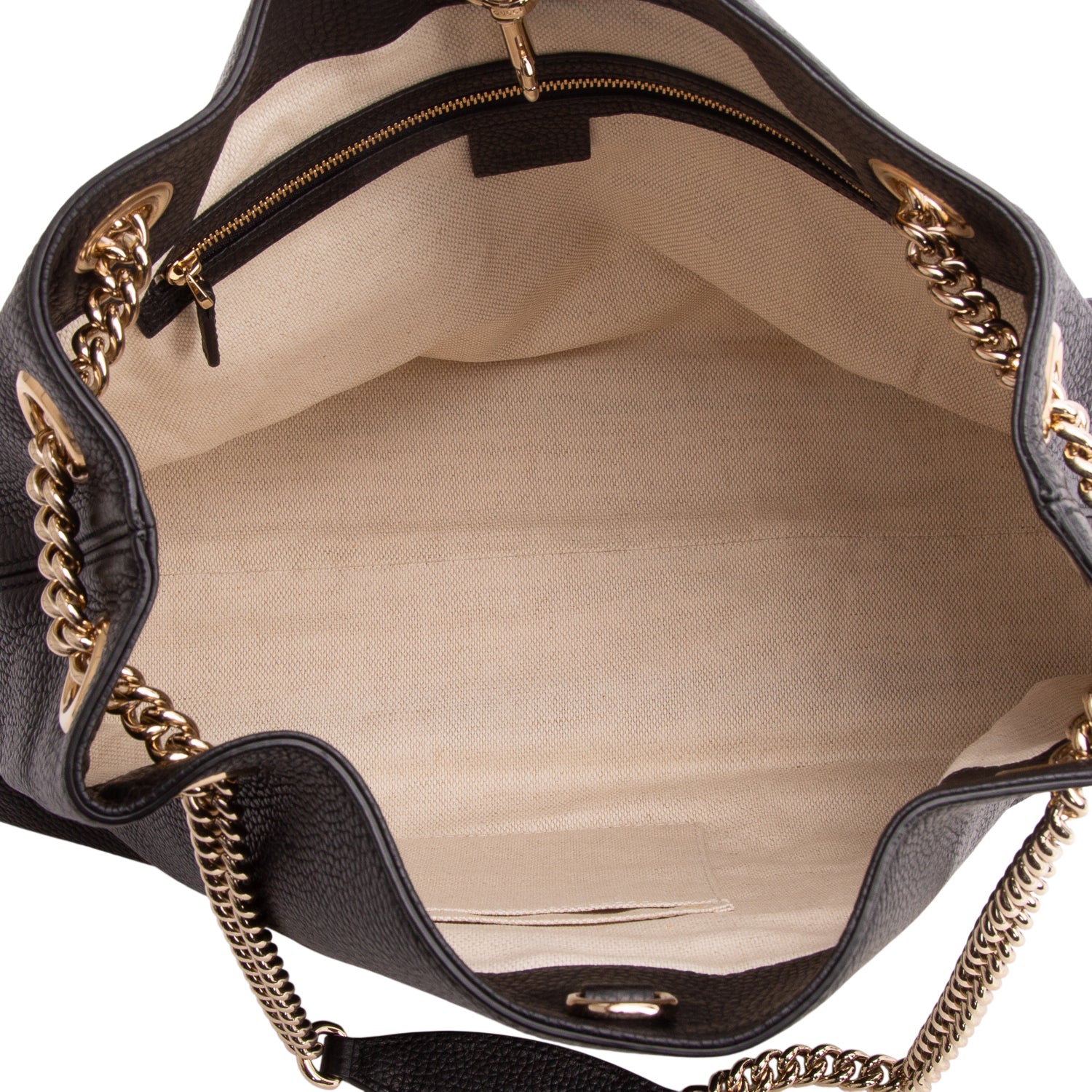 Gucci Black Grained Leather Medium Soho Chain Tote