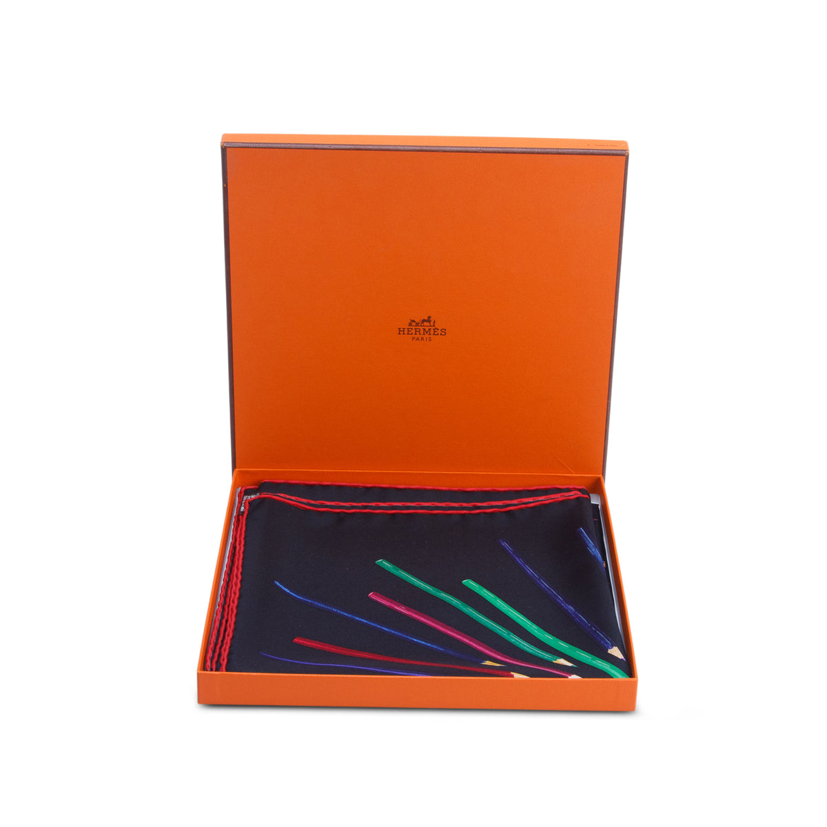 Hermes Black & Multicolor 'A Vos Crayons' Silk Scarf 90 w/ Box