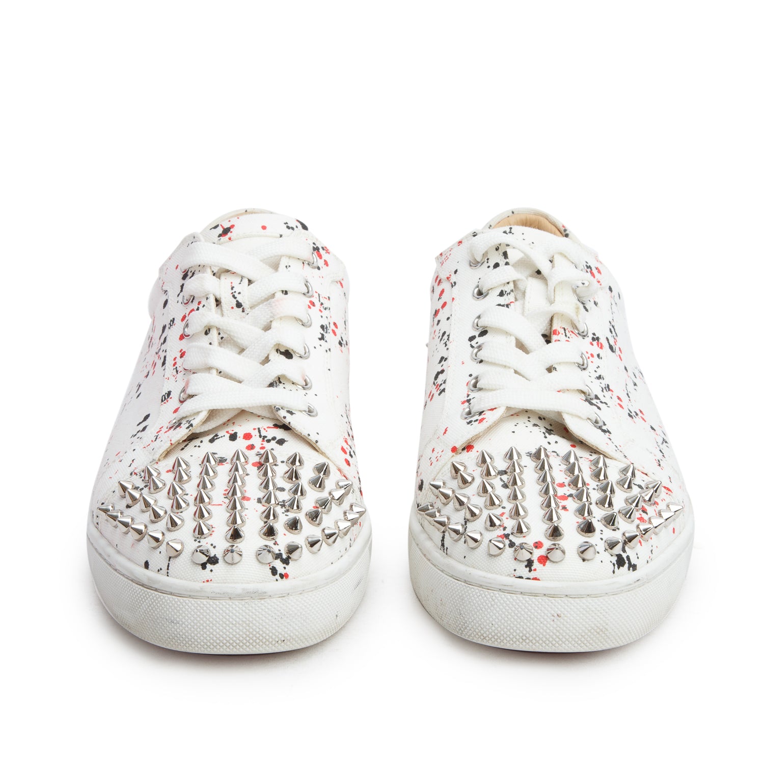 Christian Louboutin White Canvas Seavaste 2 Studded Flat Sneakers, Men's Size 42 w/ Box