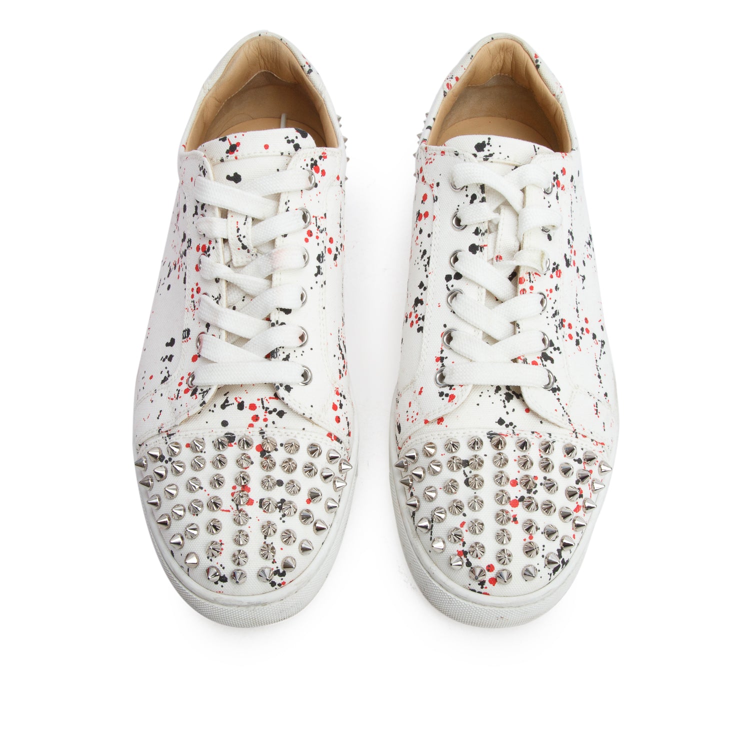 Christian Louboutin White Canvas Seavaste 2 Studded Flat Sneakers, Men's Size 42 w/ Box