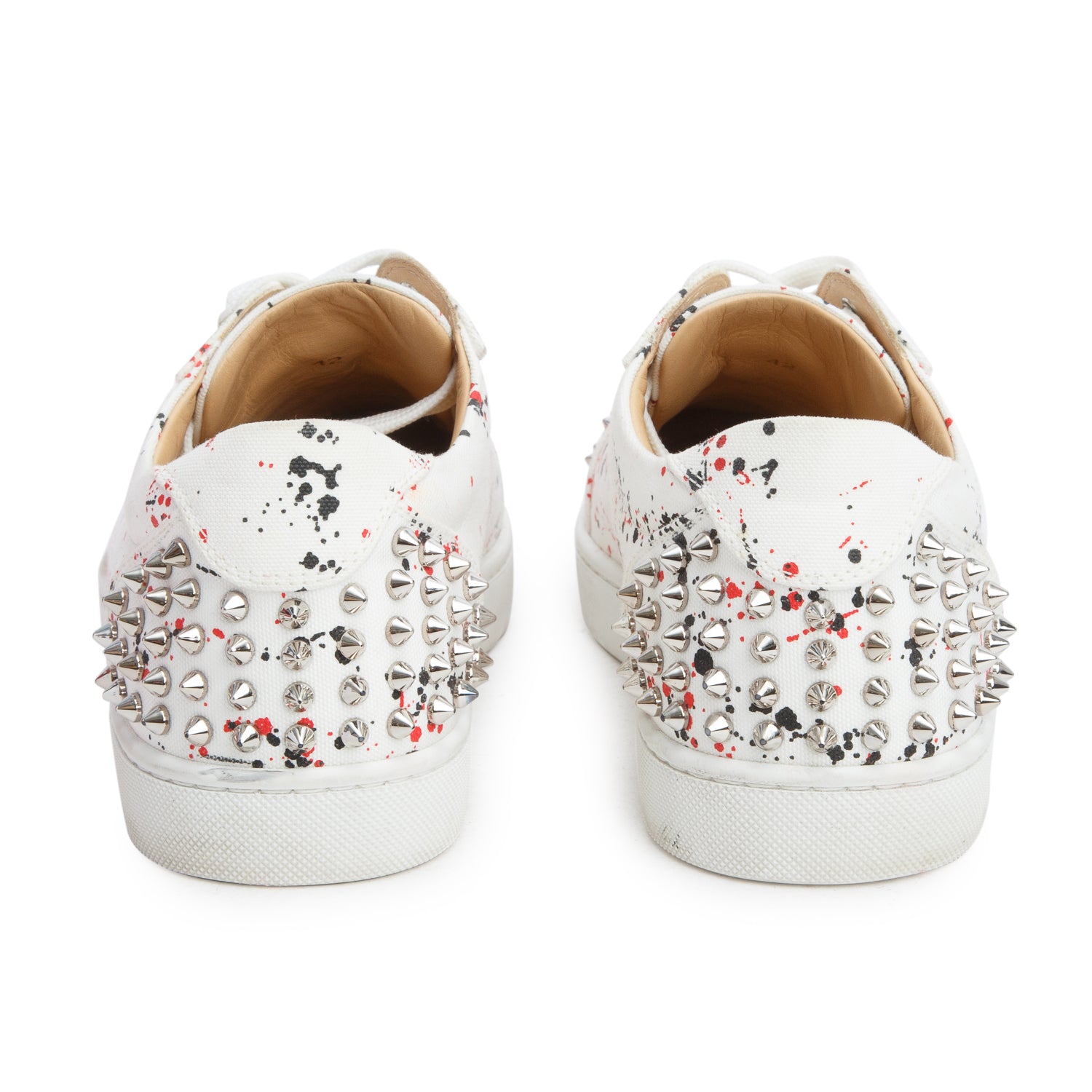 Christian Louboutin White Canvas Seavaste 2 Studded Flat Sneakers, Men's Size 42 w/ Box