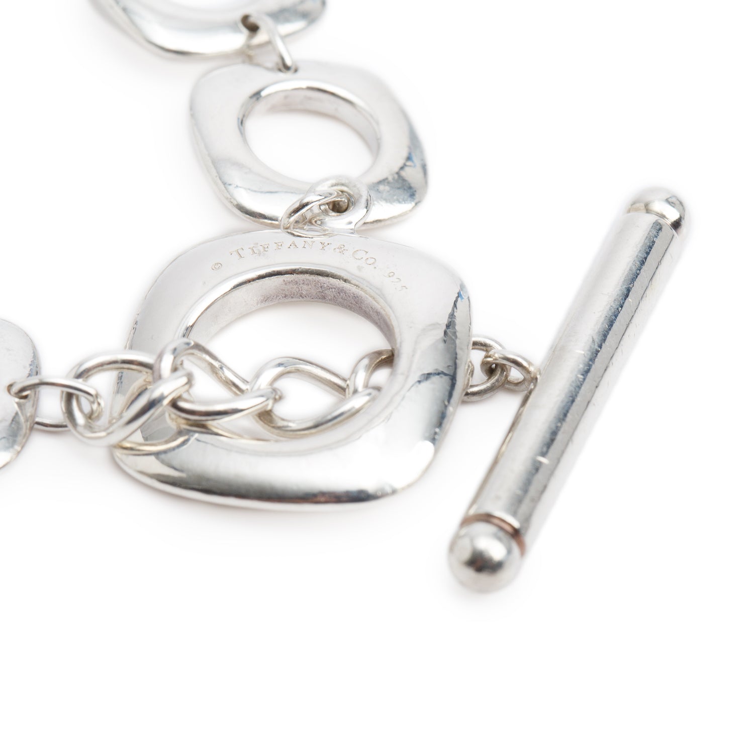 Tiffany & Co. Sterling Silver Cushion Link Toggle Bracelet