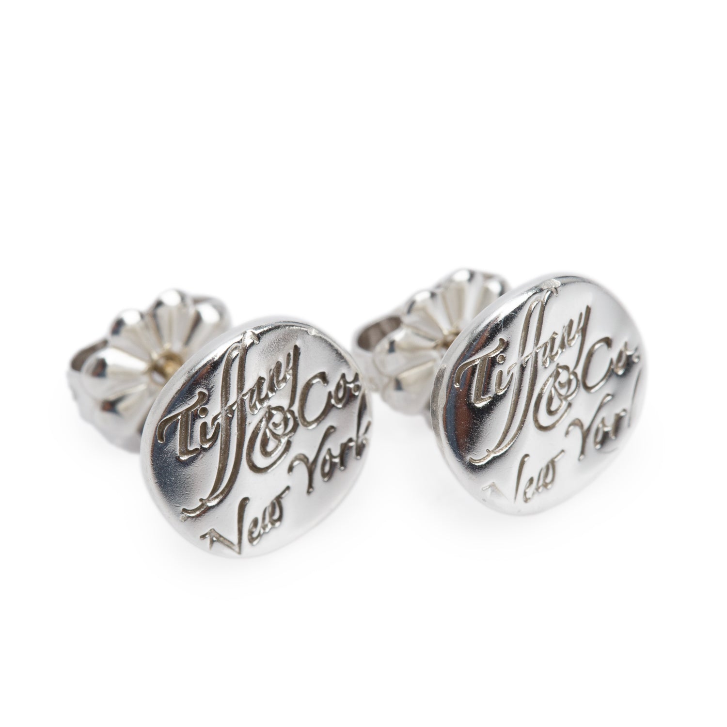 Tiffany & Co. Sterling Silver Notes Round Stud Earrings, 9 MM