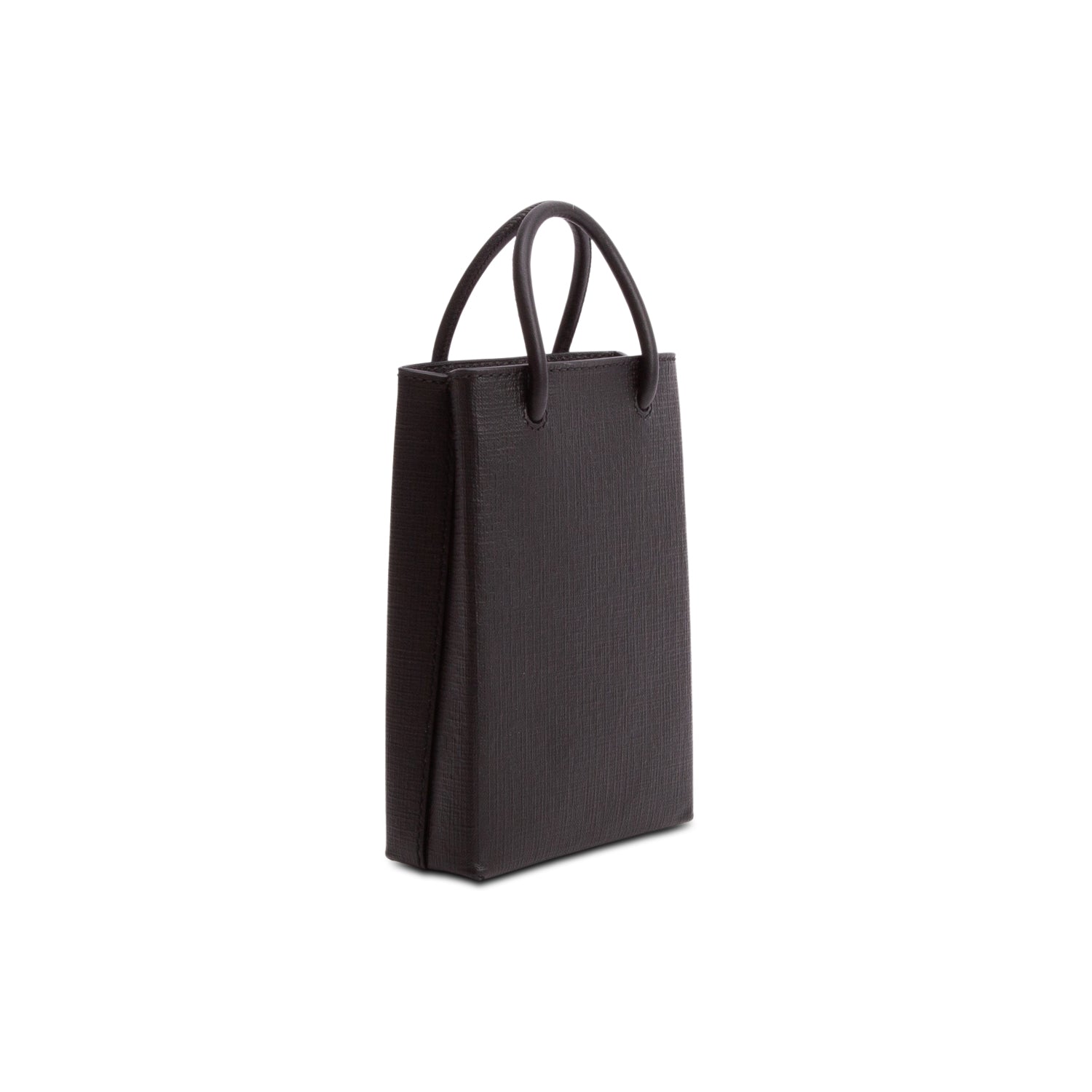 Balenciaga Black Calfskin Logo Shopping Phone Holder Bag
