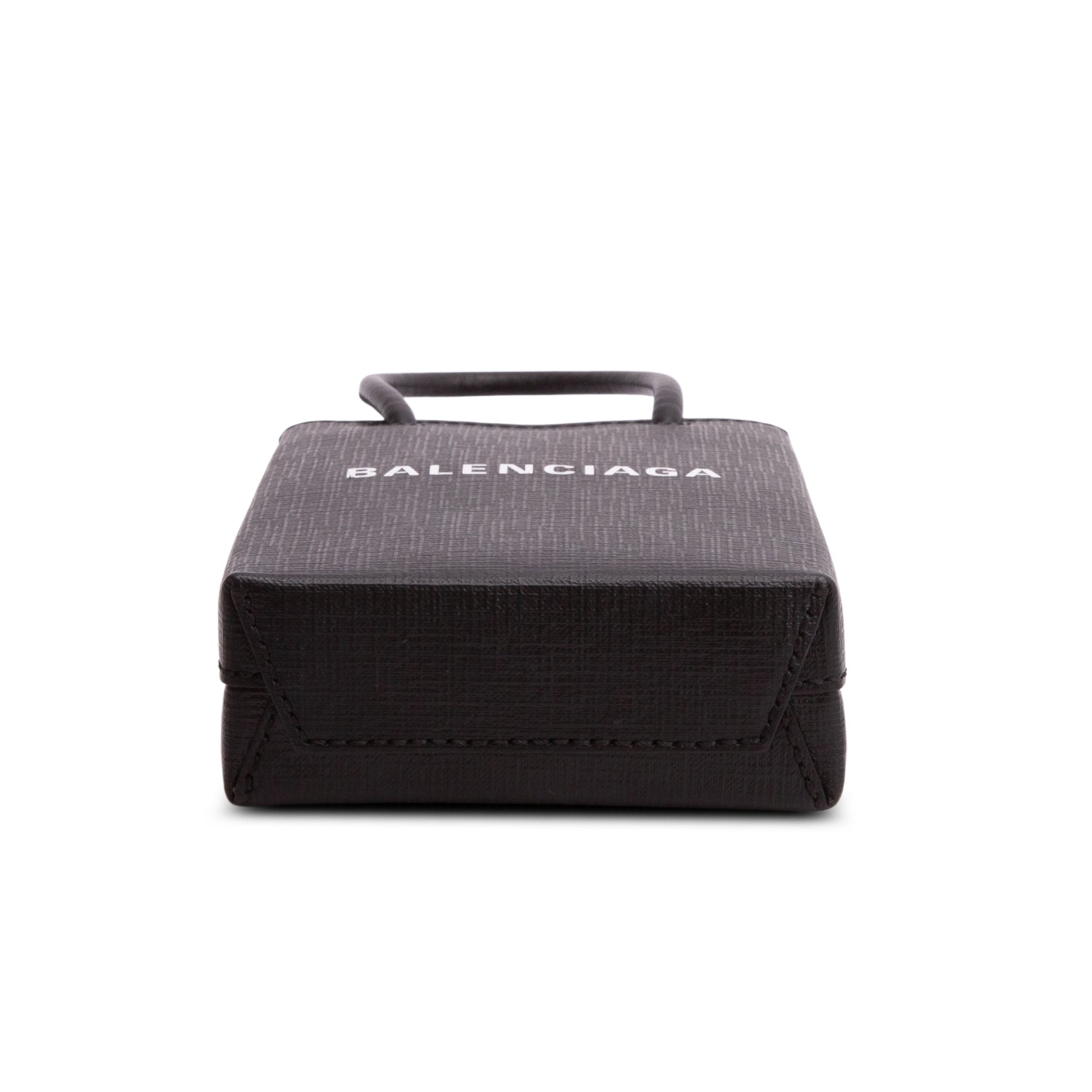 Balenciaga Black Calfskin Logo Shopping Phone Holder Bag