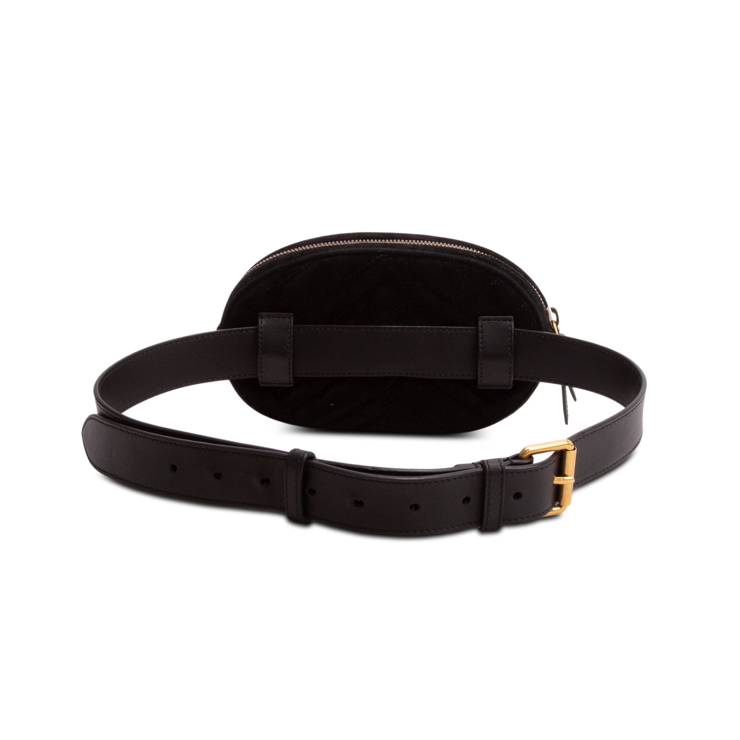 Gucci Black Velvet Matelasse GG Marmont Belt Bag, Size 85 34