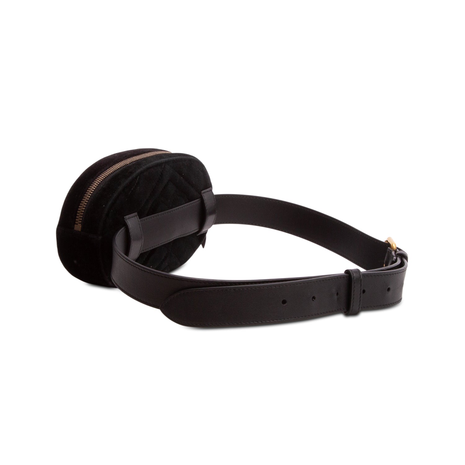Gucci Black Velvet Matelasse GG Marmont Belt Bag, Size 85 34