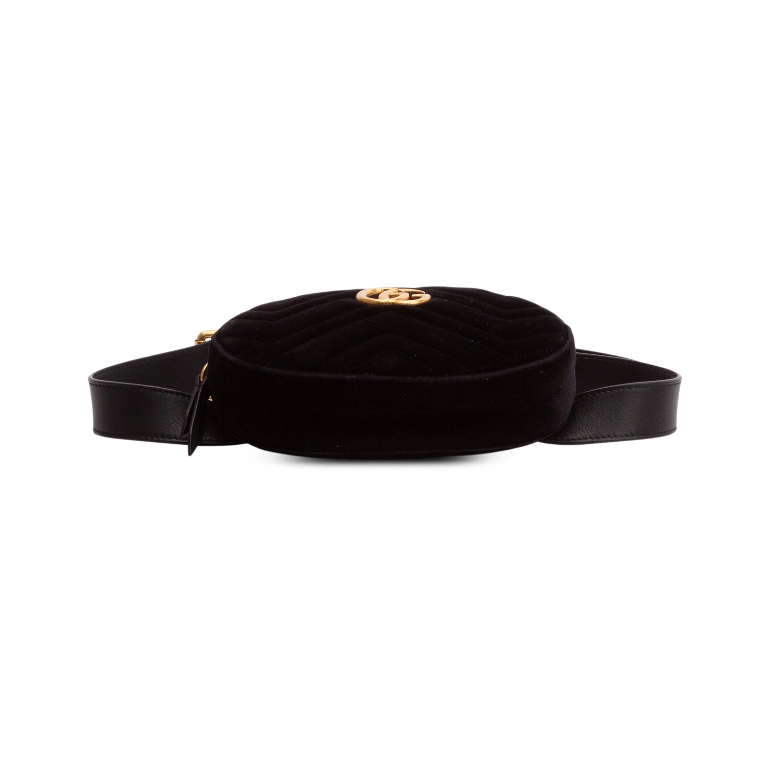 Gucci Black Velvet Matelasse GG Marmont Belt Bag, Size 85 34