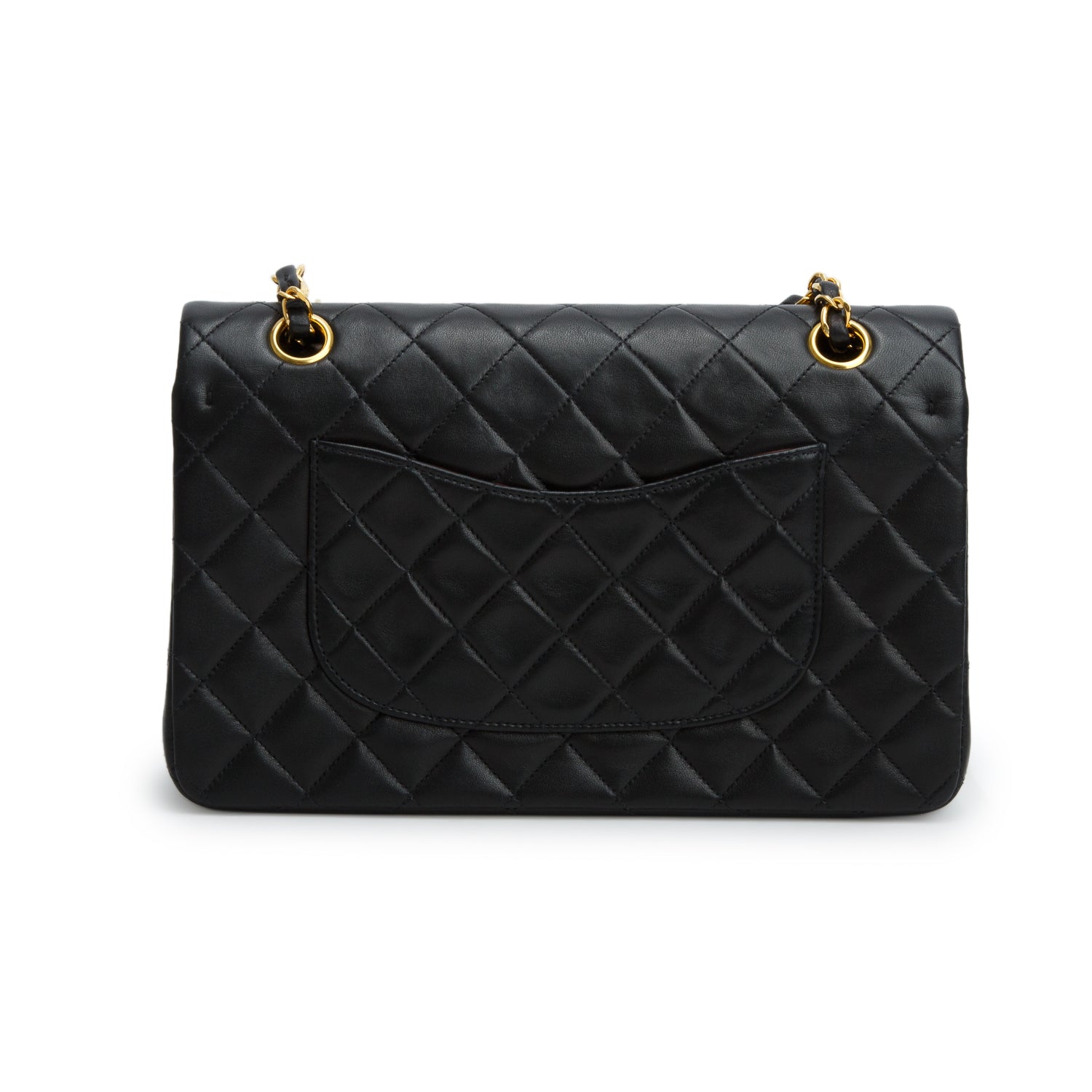 Chanel Vintage Black Quilted Lambskin Leather Classic Medium Double Flap Bag w/ Box