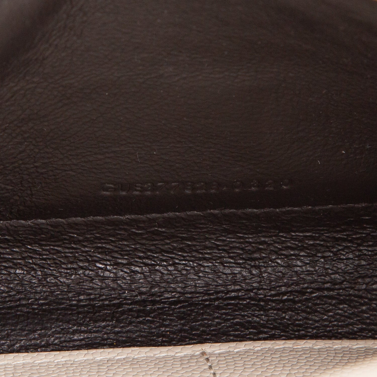 Saint Laurent 2020 Cream Grain De Poudre Chevron Cassandre Envelope Chain Wallet