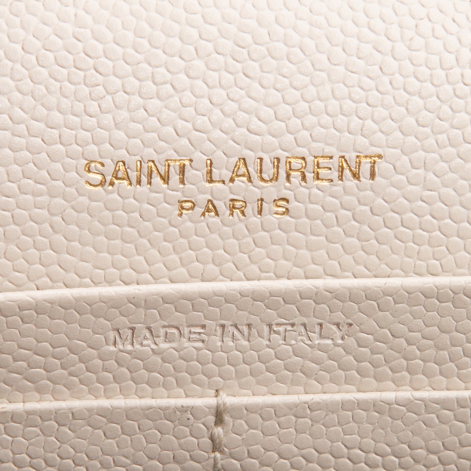 Saint Laurent 2020 Cream Grain De Poudre Chevron Cassandre Envelope Chain Wallet