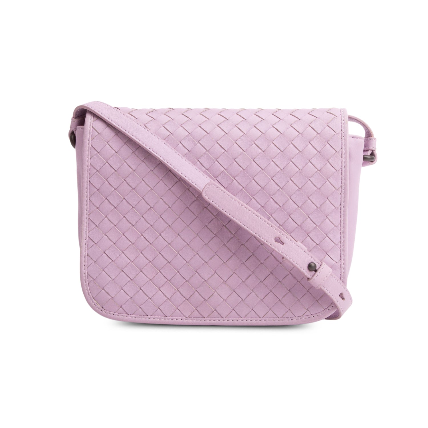 Bottega Veneta Purple Nappa Intreciatto Full Flap Crossbody