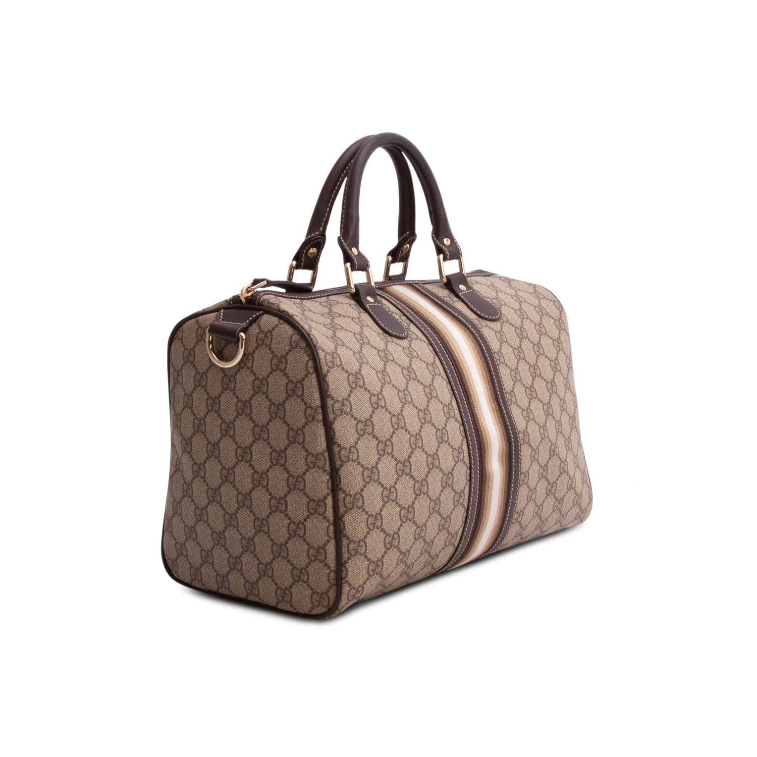 Gucci GG Supreme Monogram Web Strip Medium Joy Boston Bag