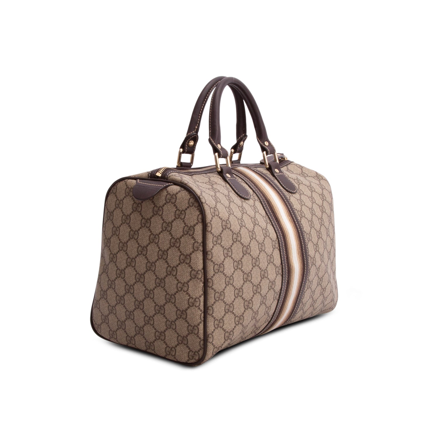 Gucci GG Supreme Monogram Web Strip Medium Joy Boston Bag