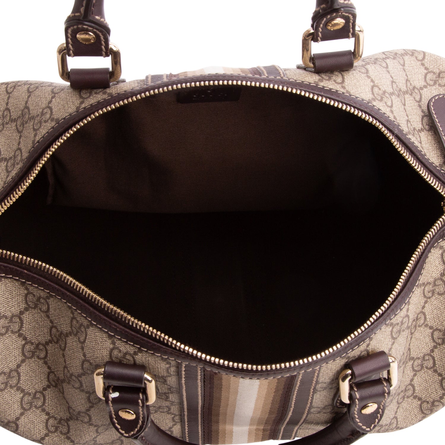 Gucci GG Supreme Monogram Web Strip Medium Joy Boston Bag