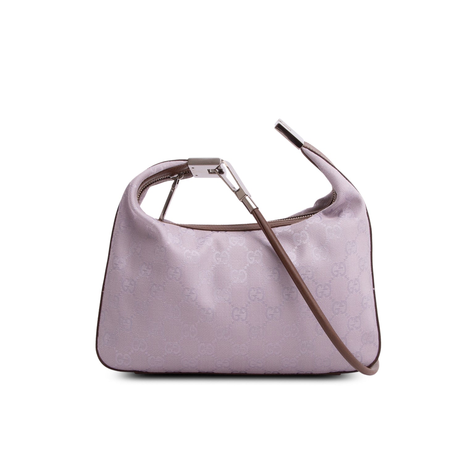 Gucci Puroke Monogram Canvas GG Clasp Hobo