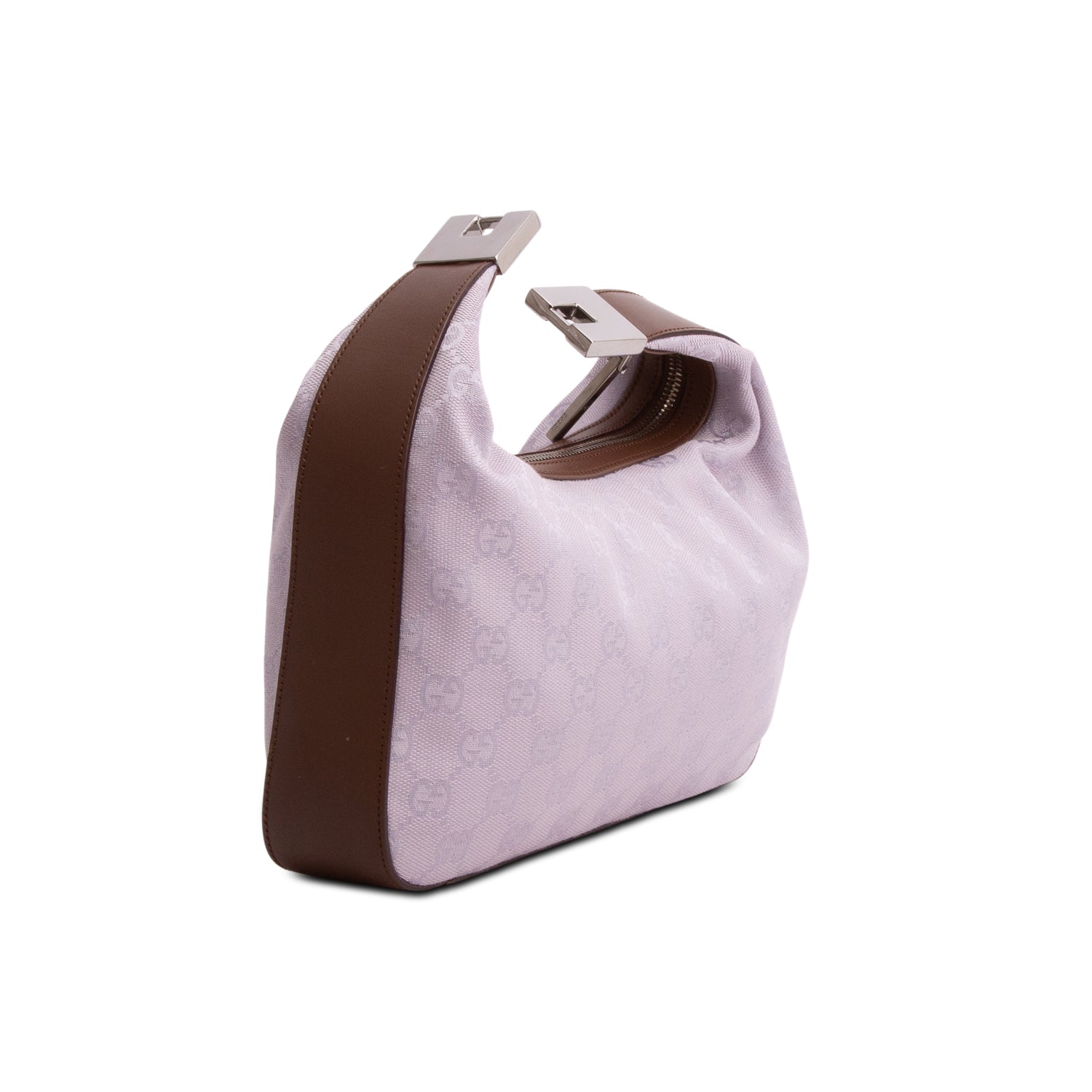 Gucci Puroke Monogram Canvas GG Clasp Hobo
