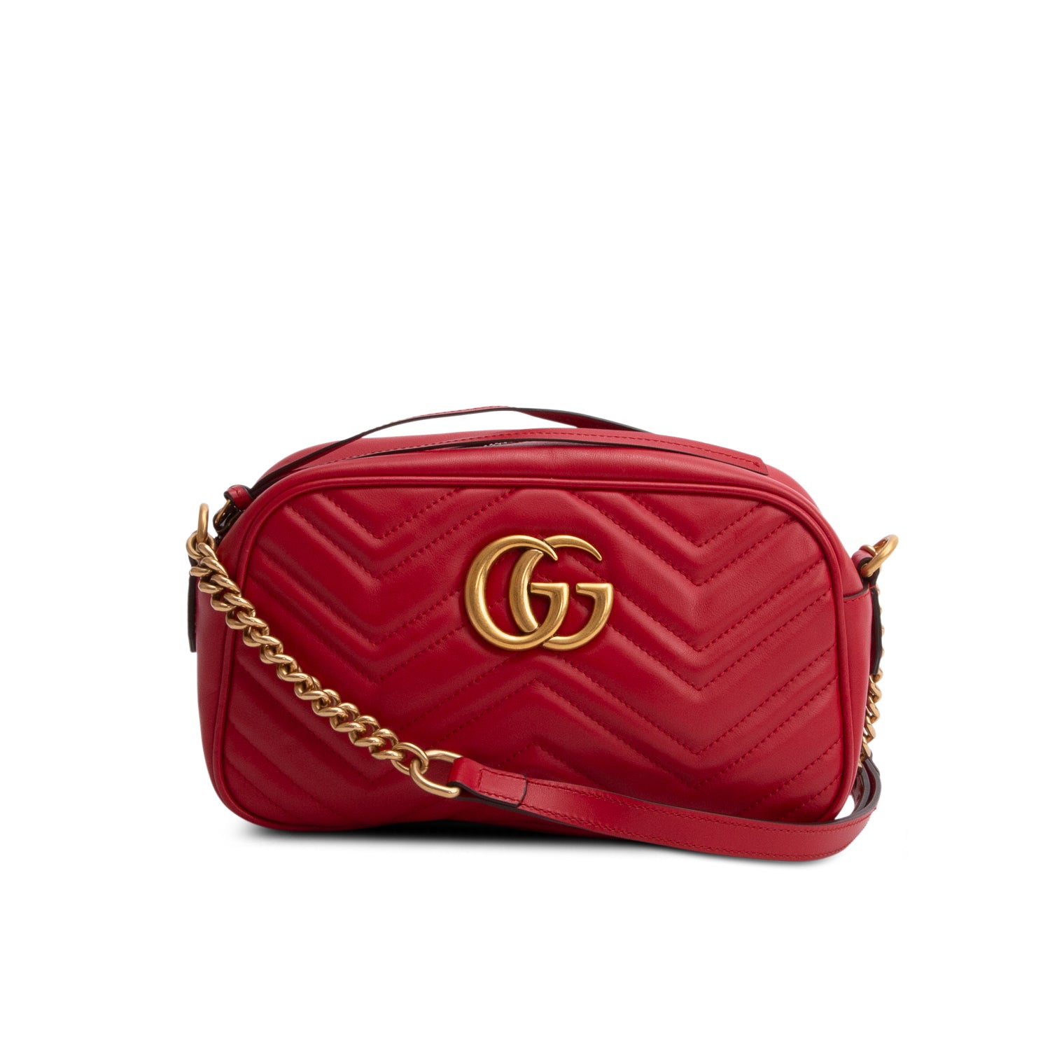 Gucci Red GG Marmont Matelasse Small Camera Bag