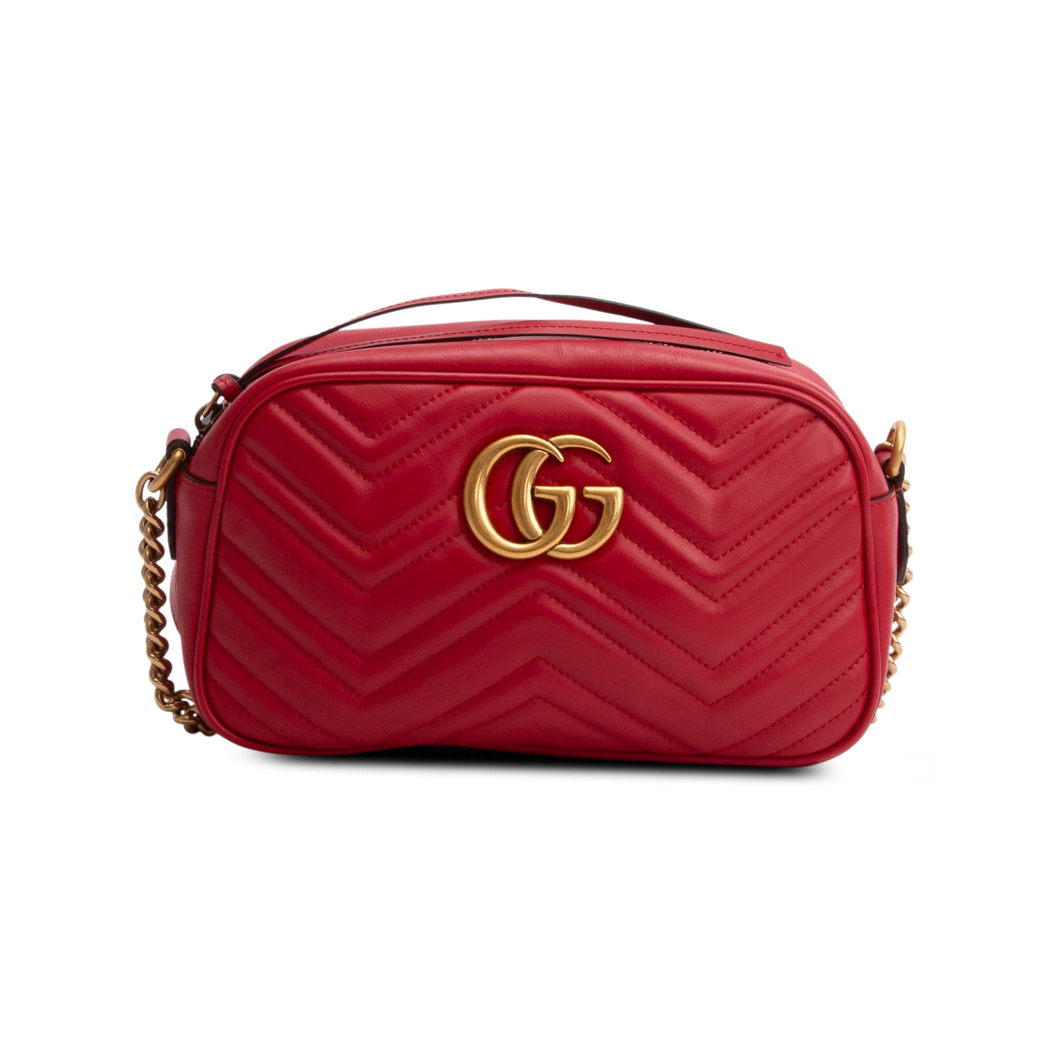 Gucci Red GG Marmont Matelasse Small Camera Bag