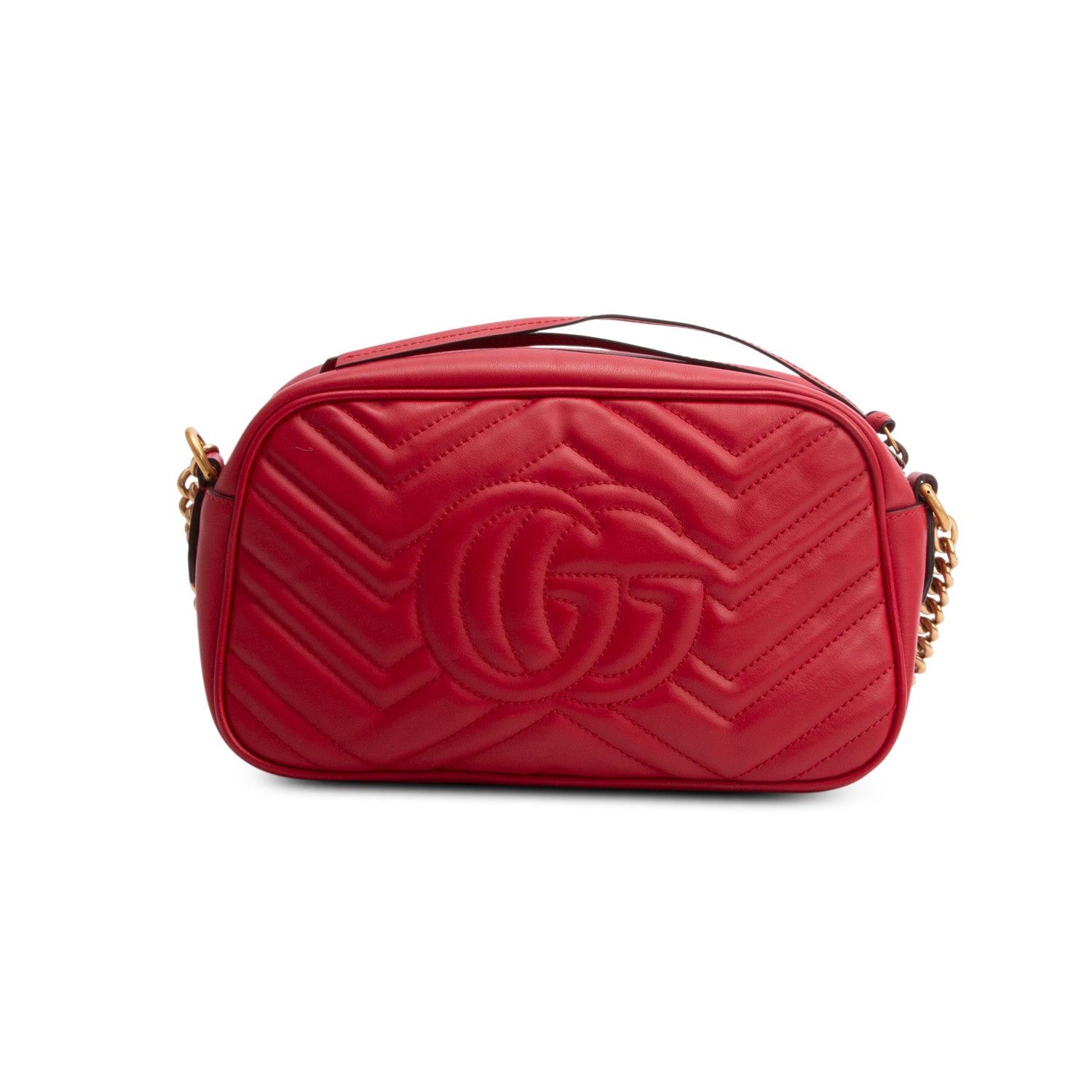 Gucci Red GG Marmont Matelasse Small Camera Bag