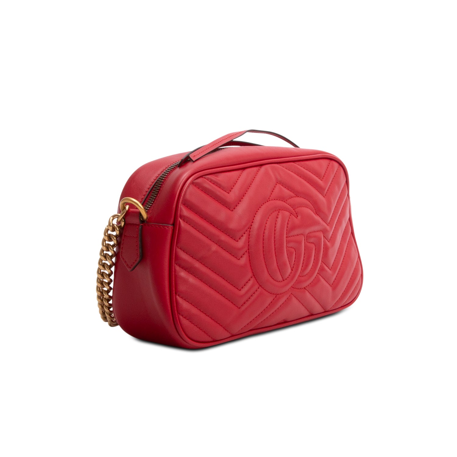 Gucci Red GG Marmont Matelasse Small Camera Bag