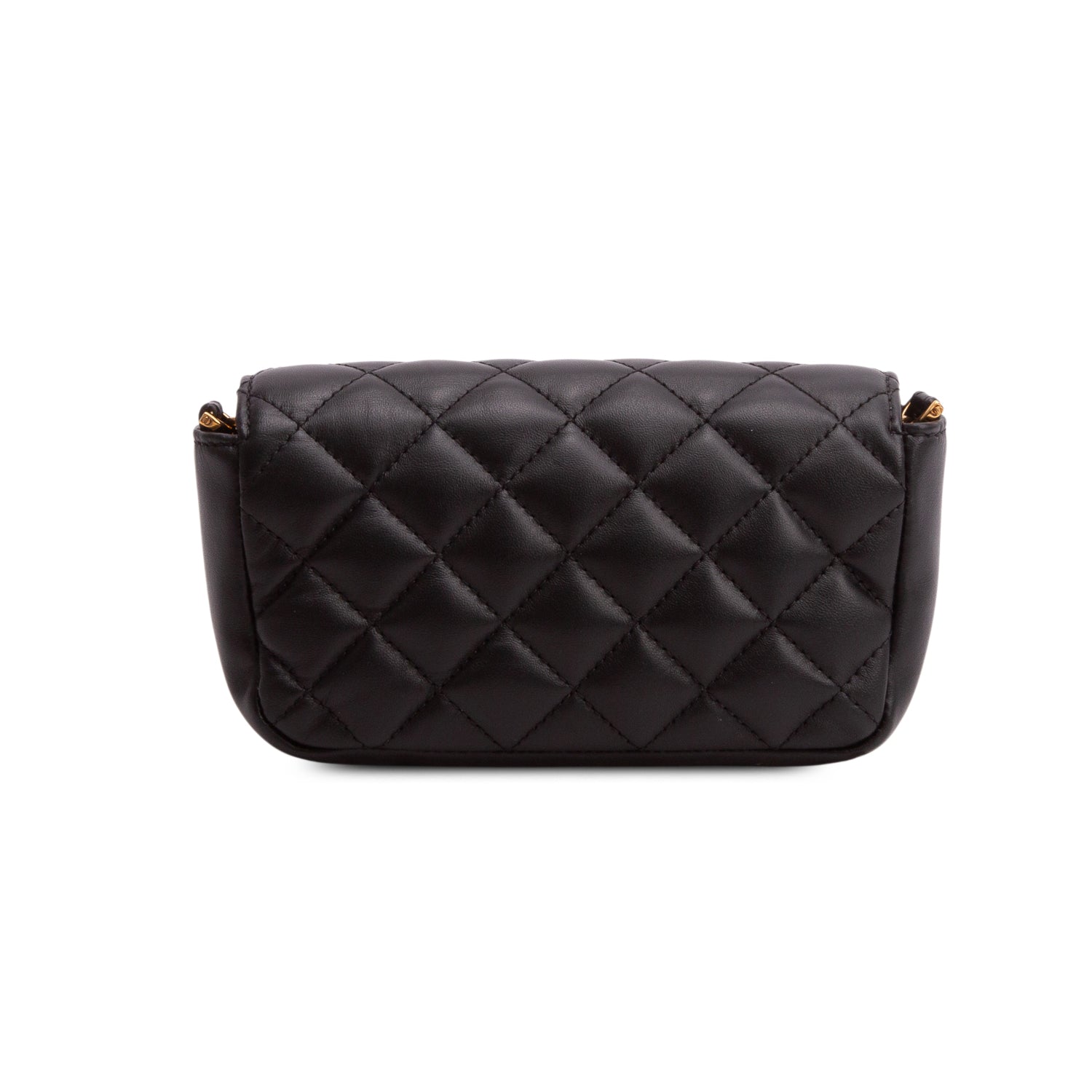 Versace Black Nappa Quilted Mini Medusa Chain Crossbody