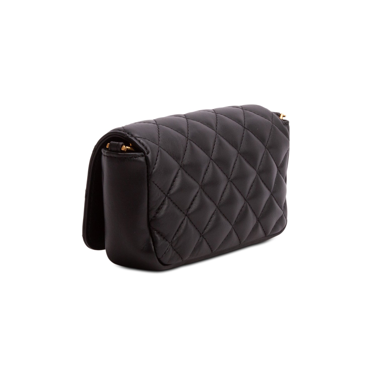 Versace Black Nappa Quilted Mini Medusa Chain Crossbody