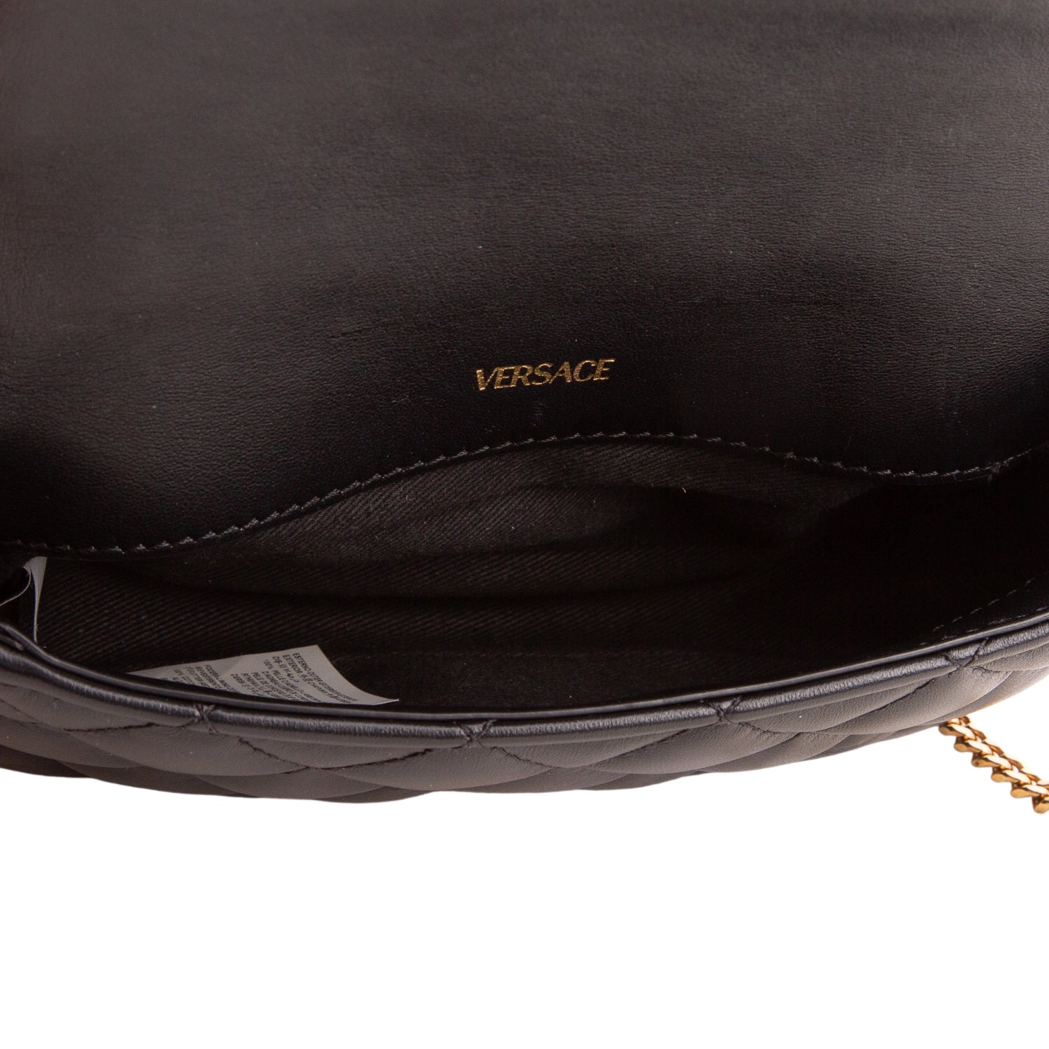 Versace Black Nappa Quilted Mini Medusa Chain Crossbody