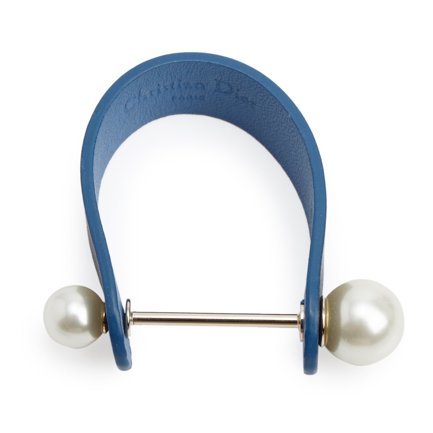 Christian Dior Black/Blue Leather faux Pearl Perle Bracelet
