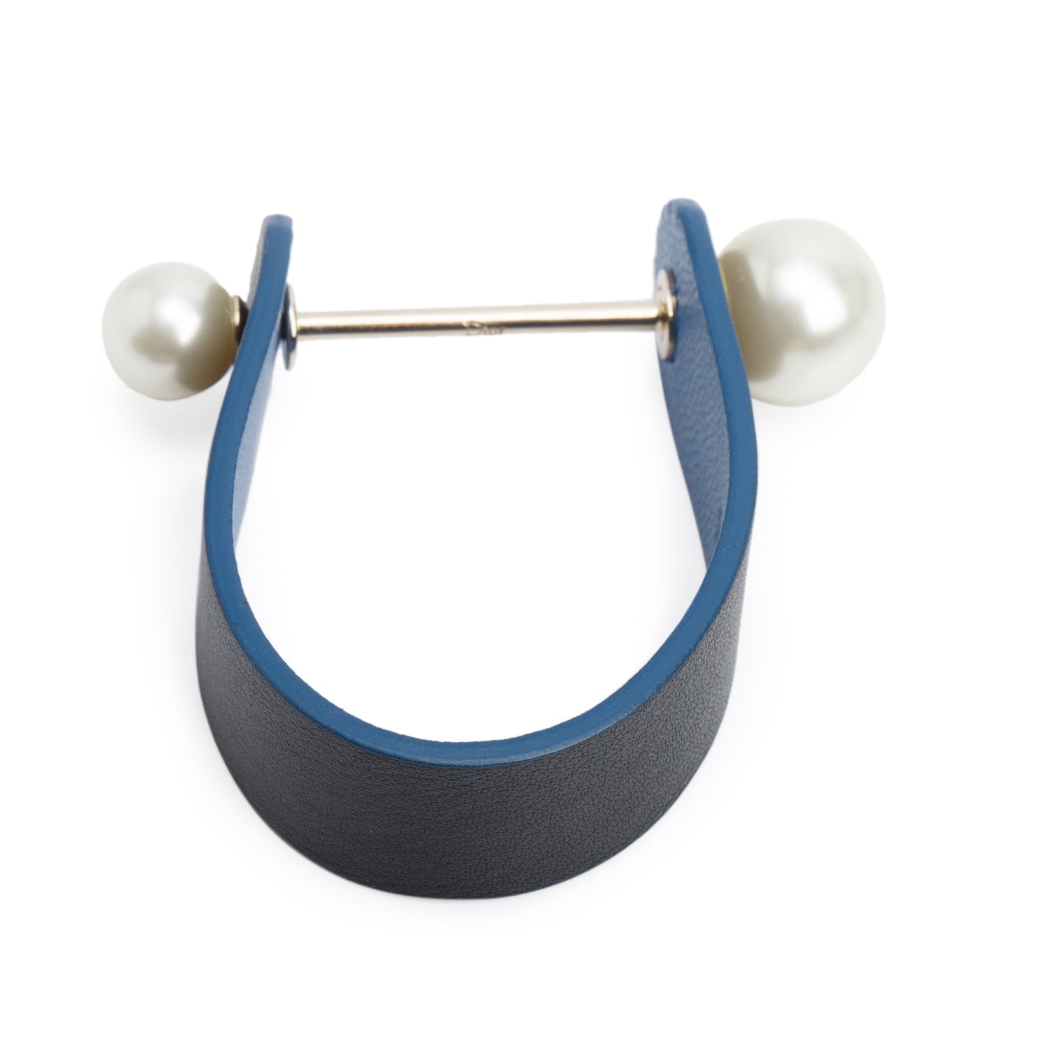 Christian Dior Black/Blue Leather faux Pearl Perle Bracelet