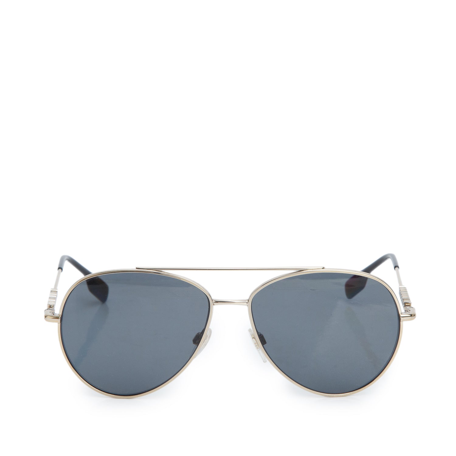 Burberry B 3147 Gold Tone Metal Logo Frame Aviator Sunglasses w/ Box & Case