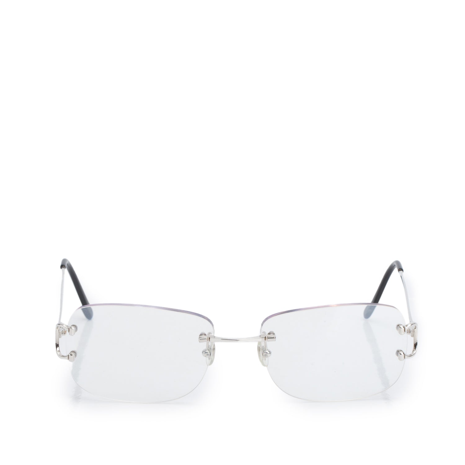 Cartier CT0011RS Rimless Rectangle Classic C Motif Sunglasses w/ Box