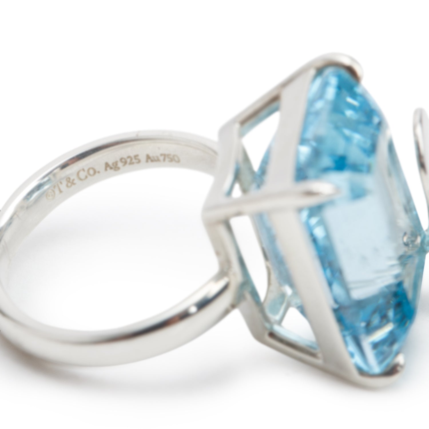 Tiffany & Co. Sterling Silver  & 18k Rose Gold Blue Topaz Love Bugs Butterfly Ring, Size 5.75 w/ Box