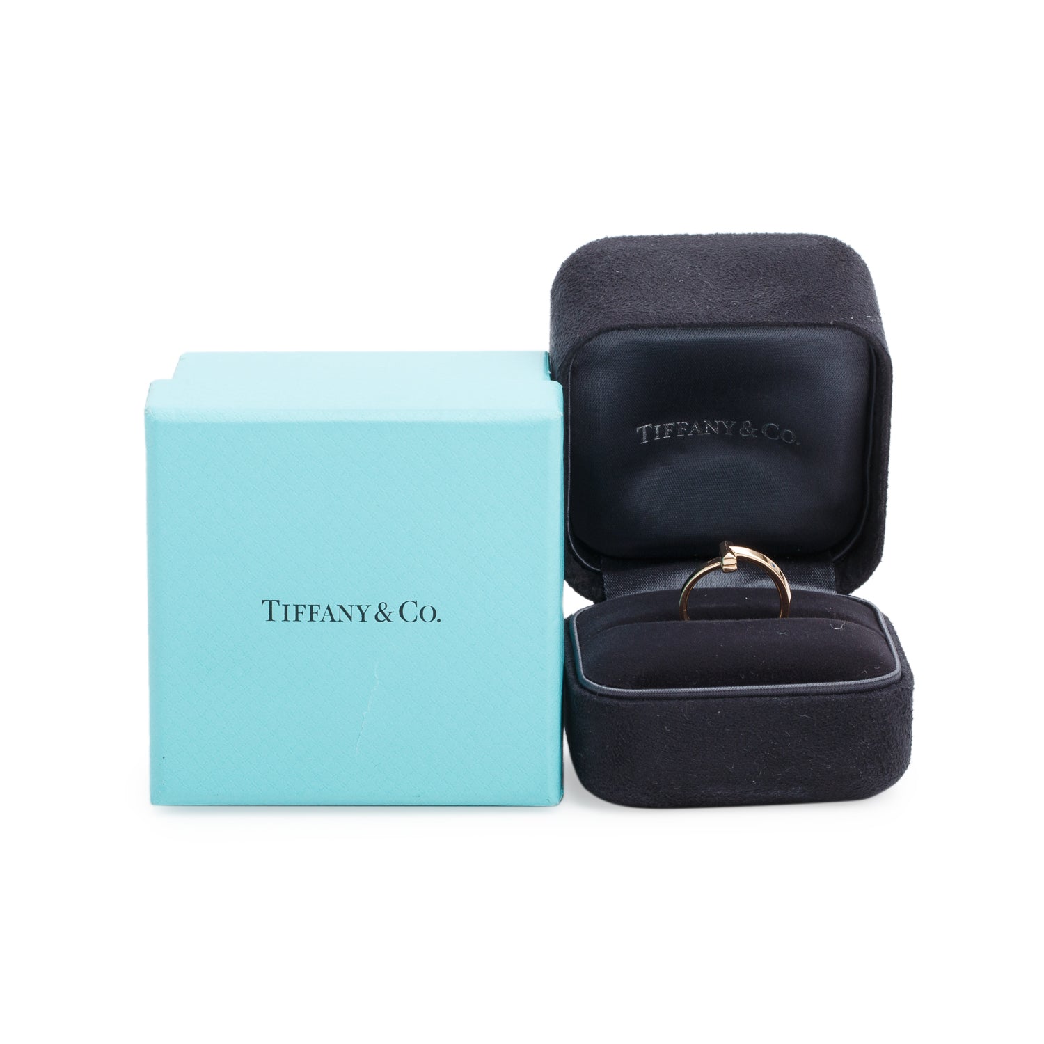 Tiffany & Co. 18k Rose Gold T1 Ring, Size 5 w/ Box