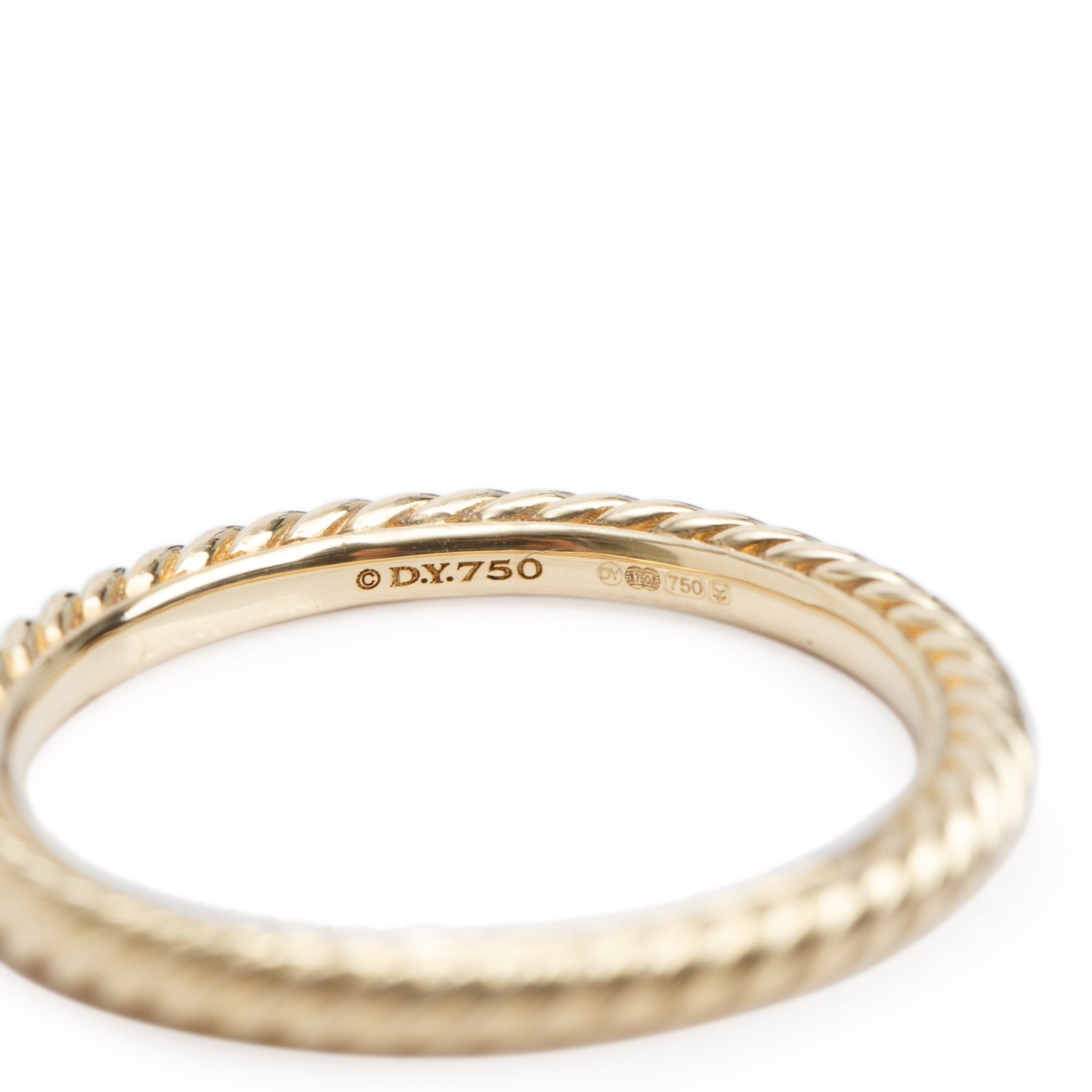 David Yurman 18k Yellow Gold 2 MM Cable Collectible Stack Band Ring, Size 6.75 w/ Box