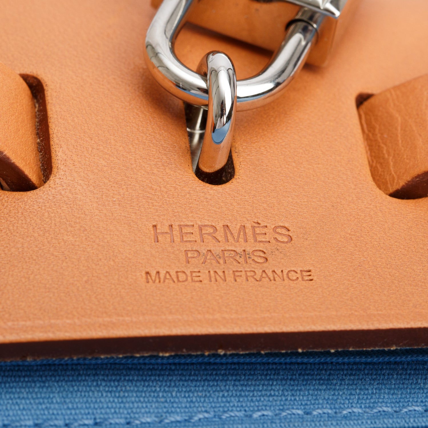 Hermes Blue Izmir/Fauve Toile Militaire Vache Hunter Herbag Zip 31 w/ Box & Pouch