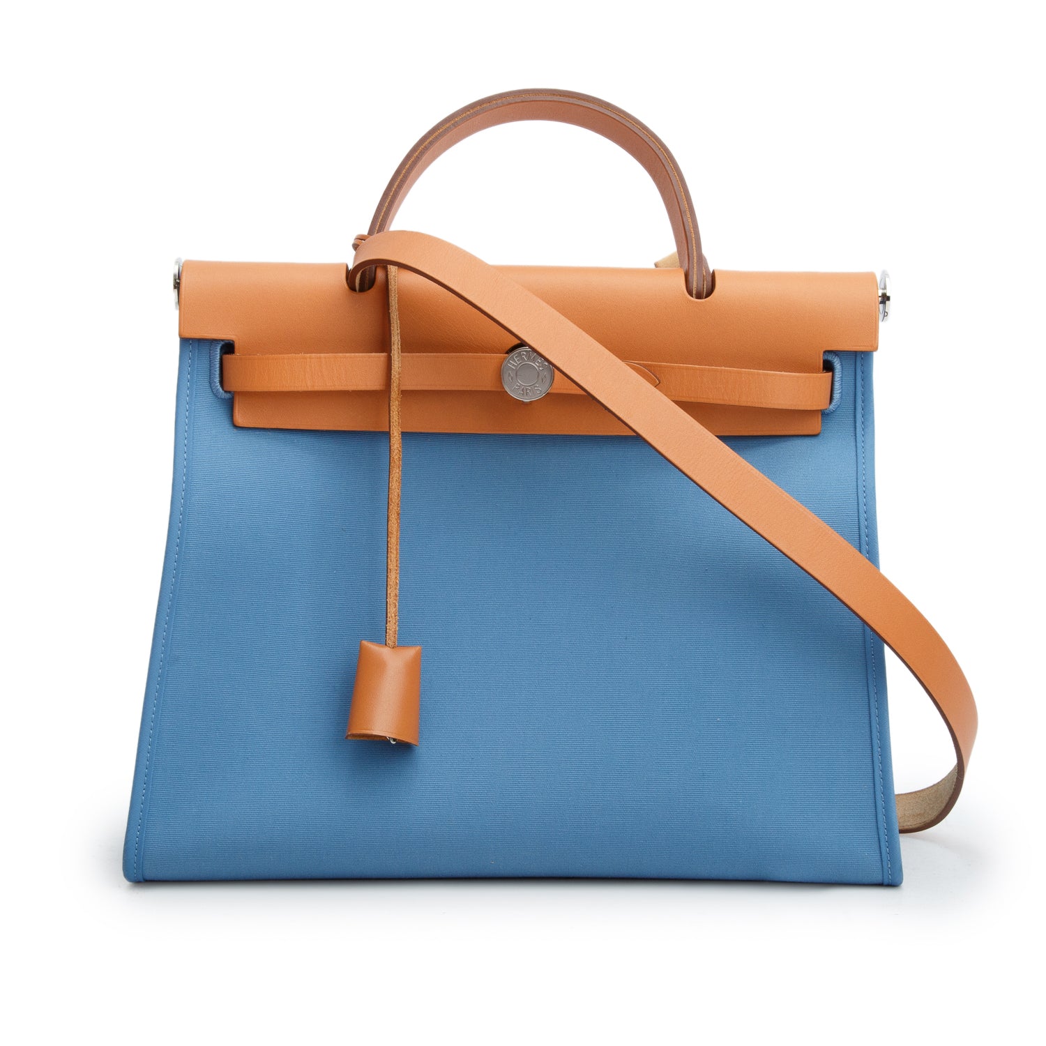 Hermes Blue Izmir/Fauve Toile Militaire Vache Hunter Herbag Zip 31 w/ Box & Pouch