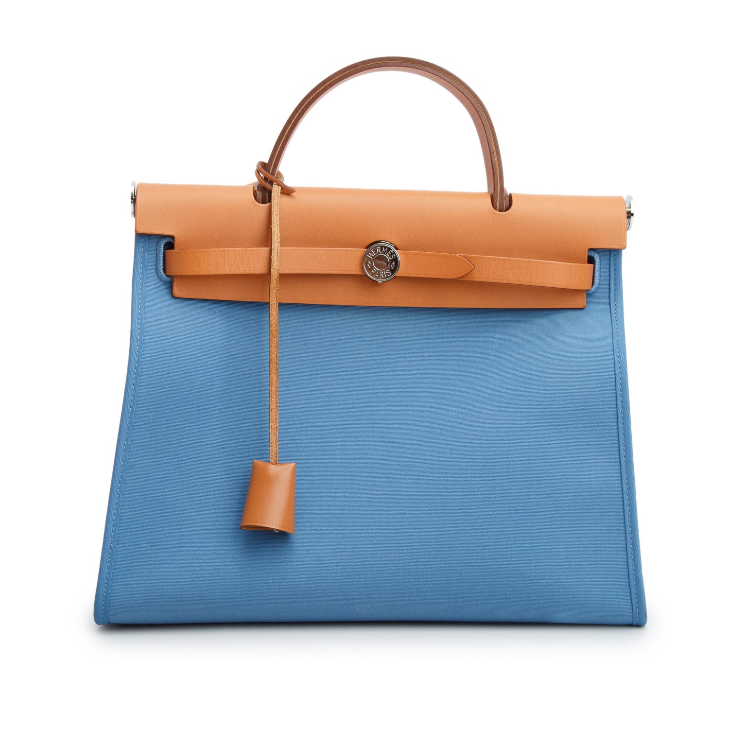 Hermes Blue Izmir/Fauve Toile Militaire Vache Hunter Herbag Zip 31 w/ Box & Pouch