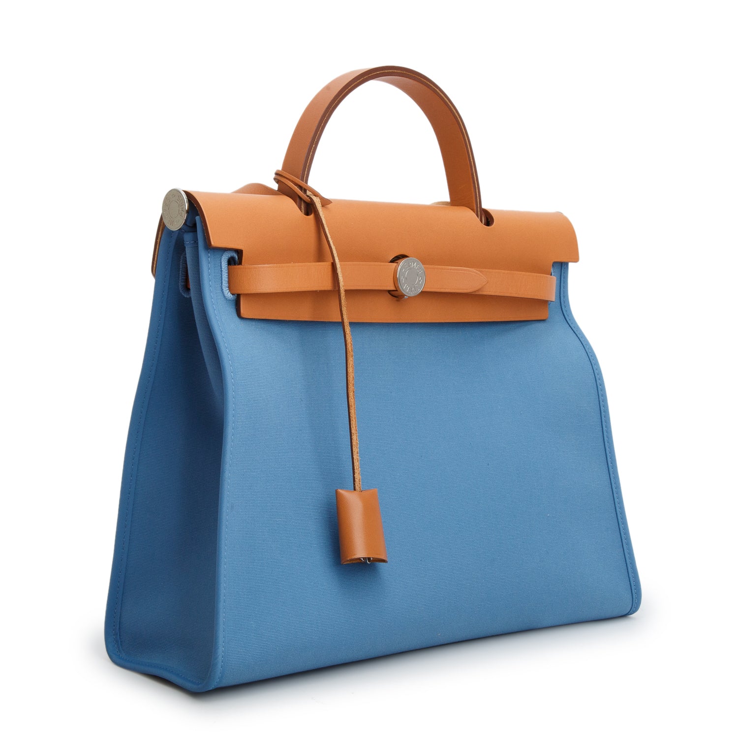 Hermes Blue Izmir/Fauve Toile Militaire Vache Hunter Herbag Zip 31 w/ Box & Pouch