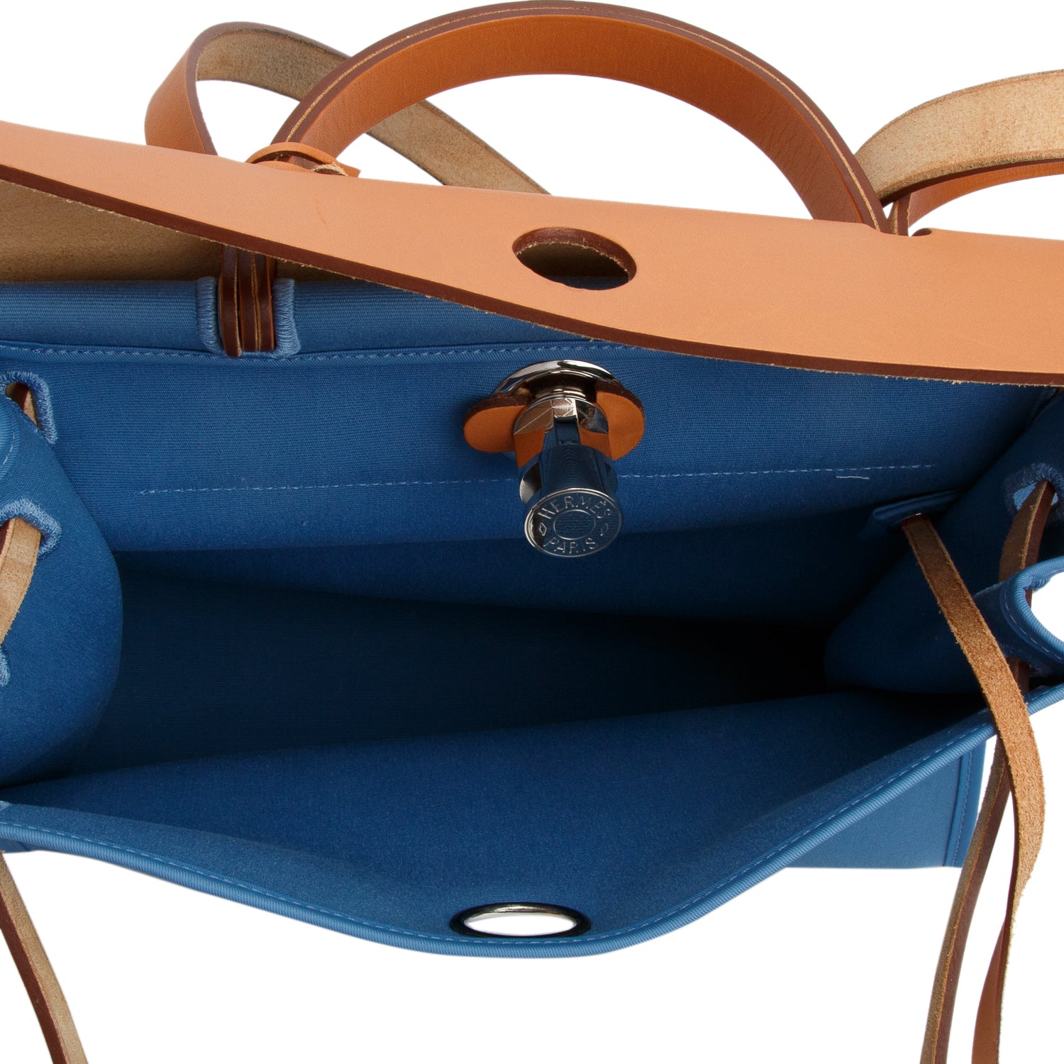 Hermes Blue Izmir/Fauve Toile Militaire Vache Hunter Herbag Zip 31 w/ Box & Pouch
