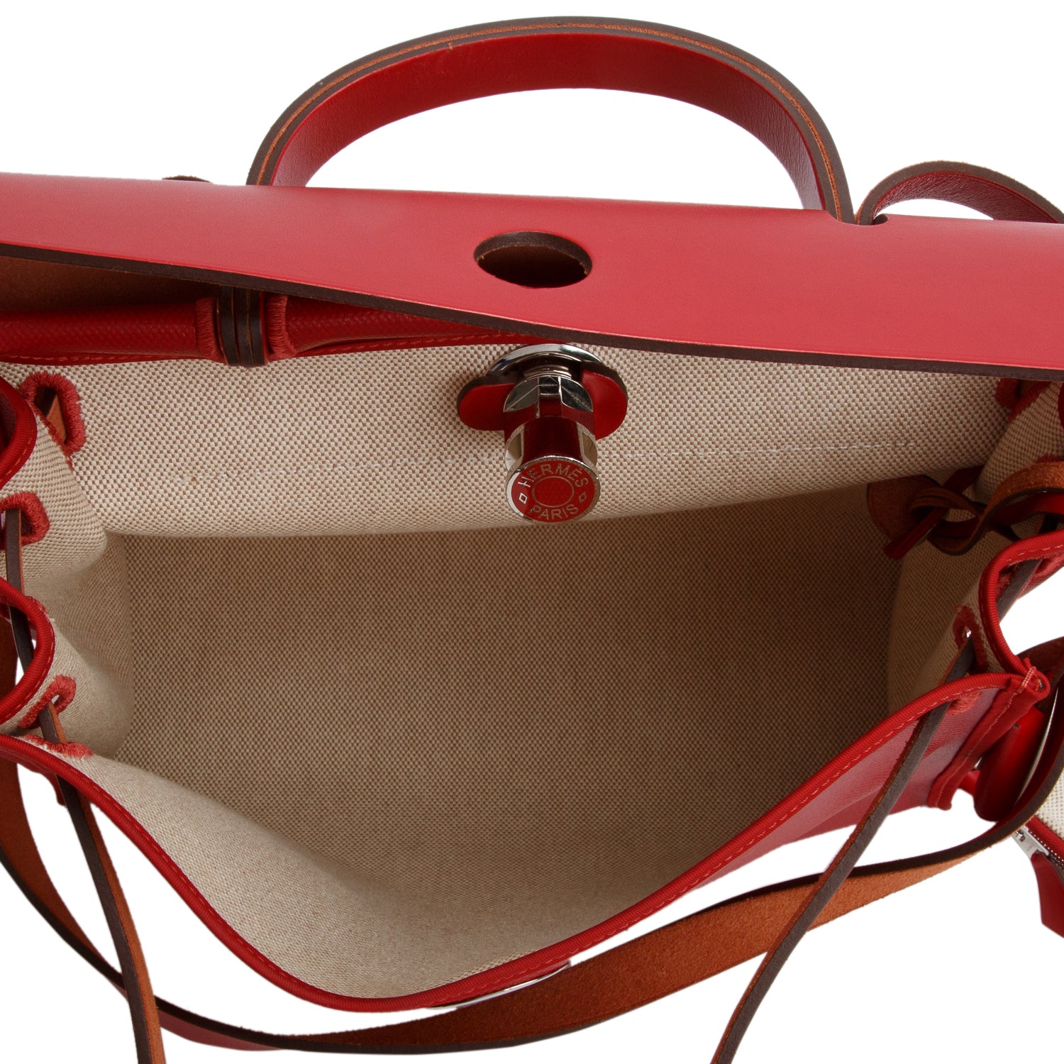 Hermes Rouge Piment Vache Hunter & Toile Berline Herbag Zip 31 PM w/ Box& Pouch