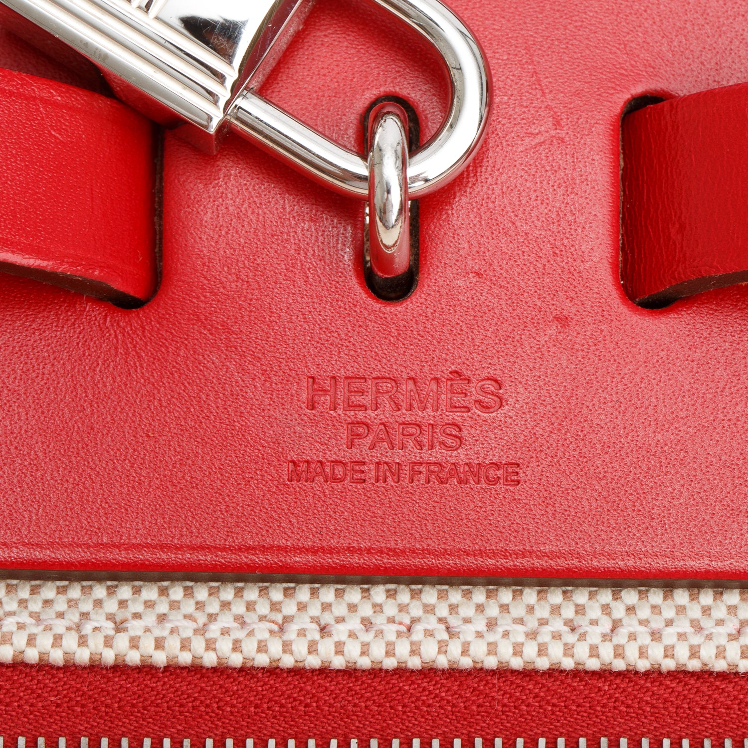 Hermes Rouge Piment Vache Hunter & Toile Berline Herbag Zip 31 PM w/ Box& Pouch