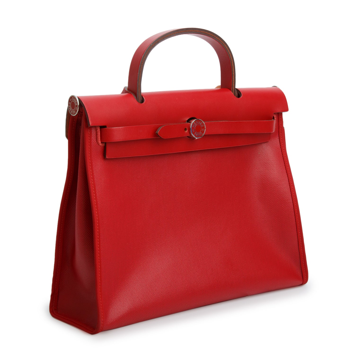 Hermes Rouge Piment Vache Hunter & Toile Berline Herbag Zip 31 PM w/ Box& Pouch
