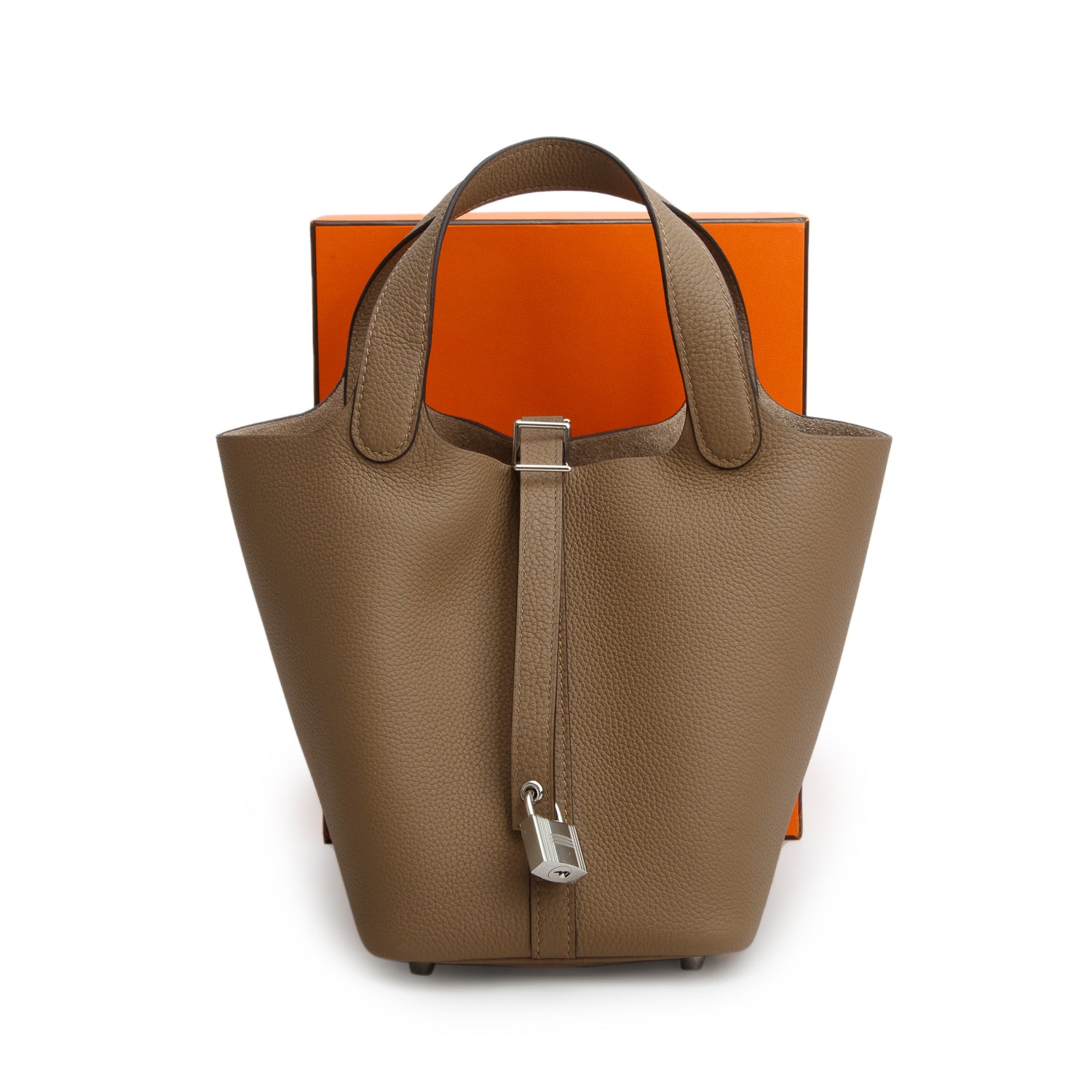 Hermes 2022 Beige de Weimar Taurillon Clemence Picotin Lock 18 w/ Box & Receipt