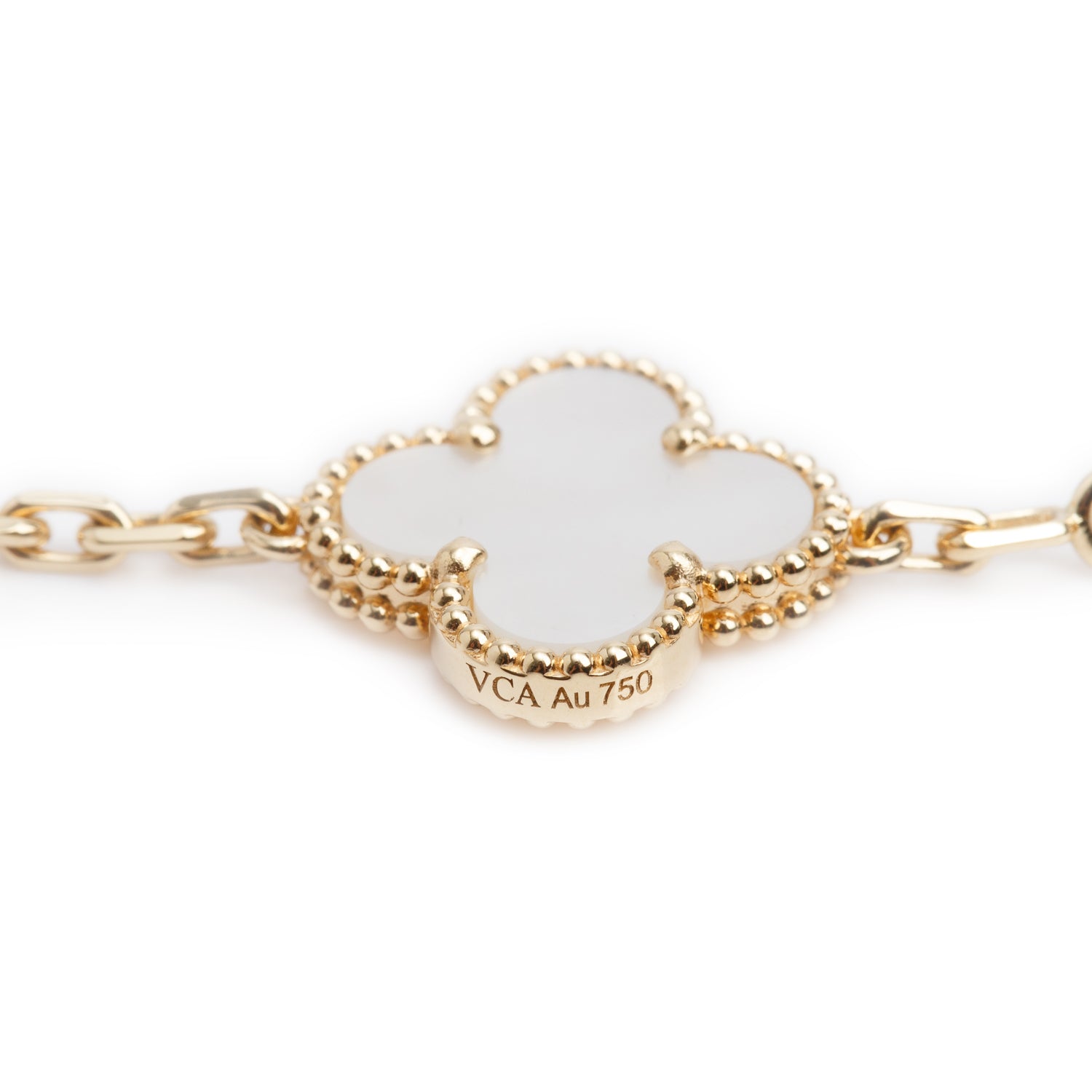Van Cleef & Arpels 2026 18k Yellow Gold Vintage Alhambra 10 Motif Mother of Pearl Necklace w/ Box & Certificate