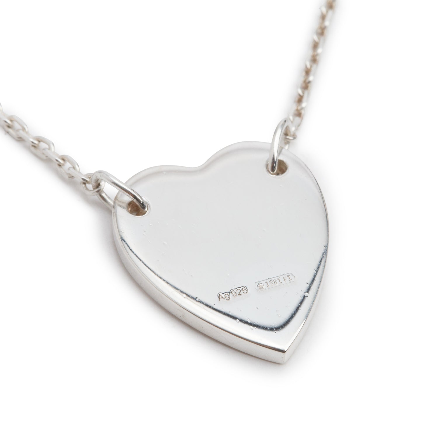 Gucci Sterling Silver Trademark Heart Pendant Necklace
